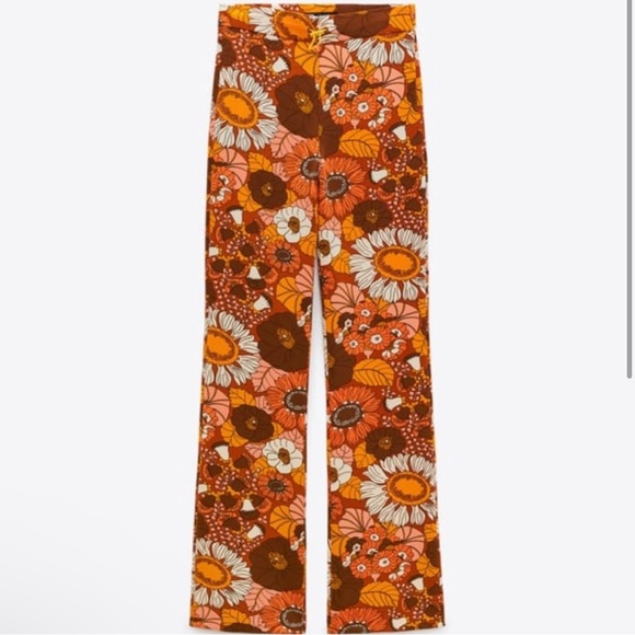 Zara Retro Floral Stretchy Pants - Picture 3 of 4